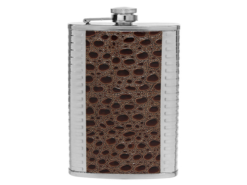 Lahev placatka stříbrná/kůže 234 ml